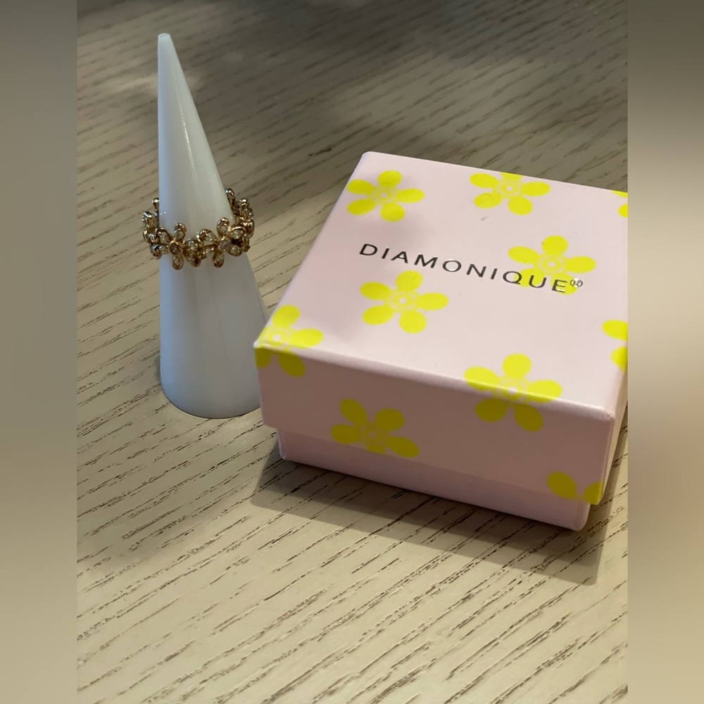 Diamonique Gold (over silver) Ring - Size 5